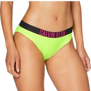 Calvin Klein Women's Classic Logo Waistband Bikini swimwear bottoms Yellow.